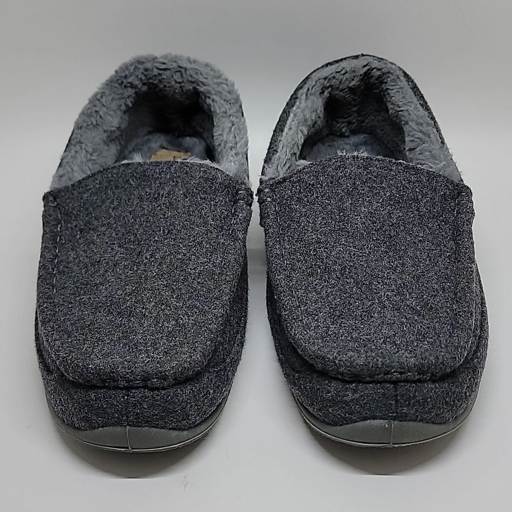 Deer Stags Slipperooz Slip On Gray Fabric Faux Fleece Slippers Bous 4M